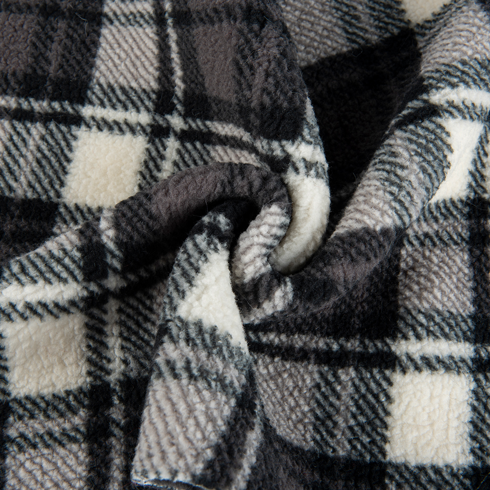 Printed 100% Polyester Textile Sherpa Fleece Fabric For Garment In TWILL Style