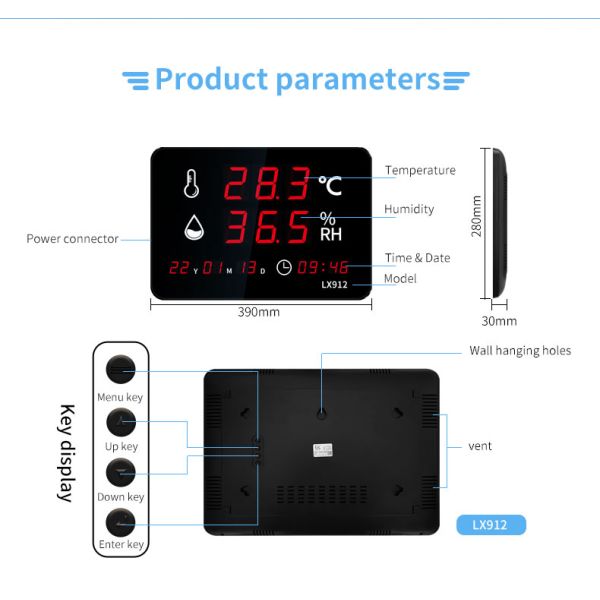 Led Thermometer Digital Thermo Hygrometer Clock and Hygrometer Wall Clock Digital Measuring Digital Hygrometer Thermometer Supp