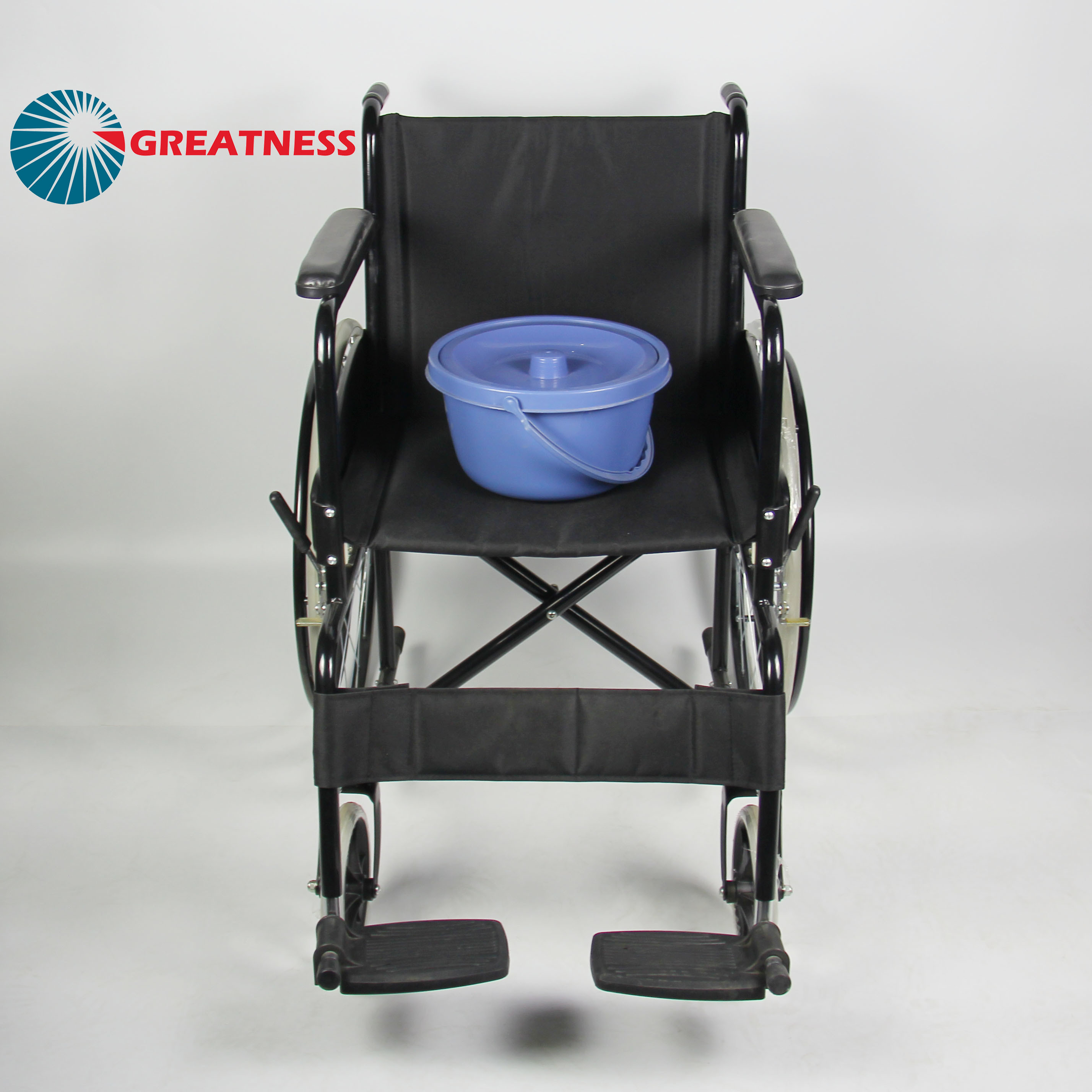 Basic Simplicity Folding Steel Wheelchair Sturdy With Fixed Footrest