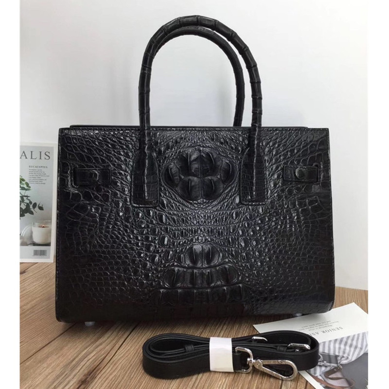 Exotic Genuine Alligator Skin Women Working Totes Large Shoulder Bag Authentic Crocodile Leather Lady Top-handle Handbag