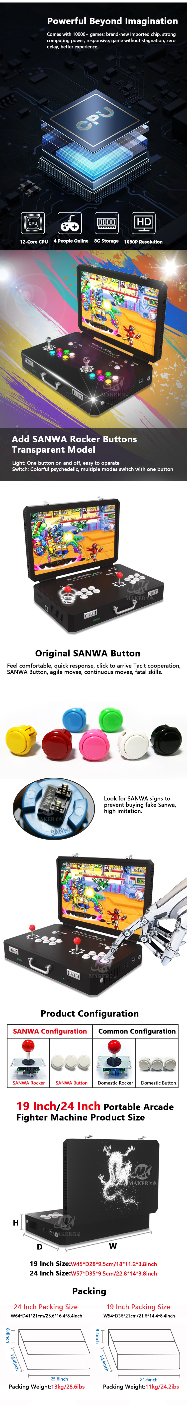 Black Metal Coin Operated Arcade Fighter Game Machine For Mall