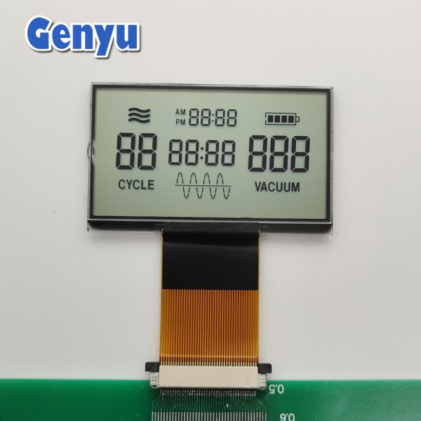 Customized VA Black LCD Screen Color Icons 11 Segment Display Modules with White Backlight 59.9 W x32.5 H mm Viewing Area