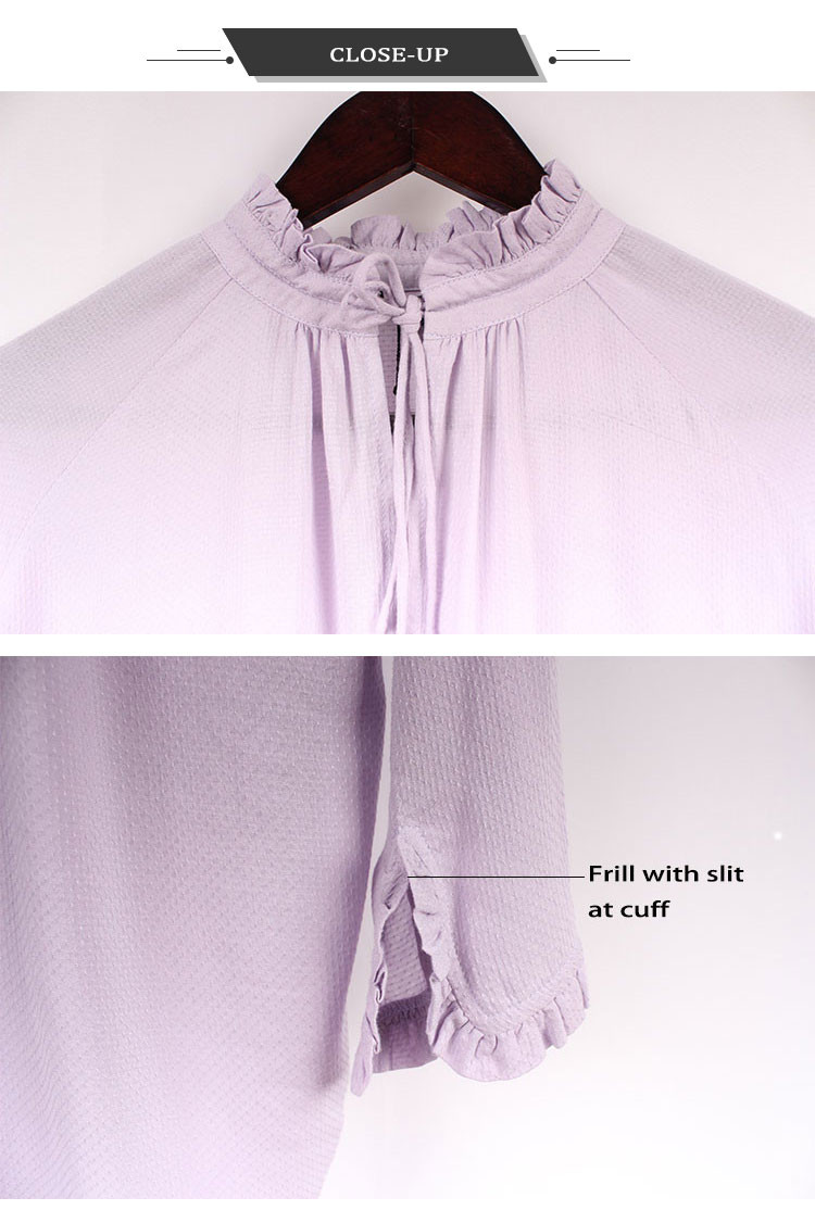 Women Light Weight Rayon Jacquard Long Sleeve Tunic Tops viscose blouse