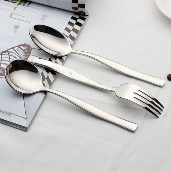 Glossy 25Pcs Stainless Steel Cutlery Flatware Set For Restaurant