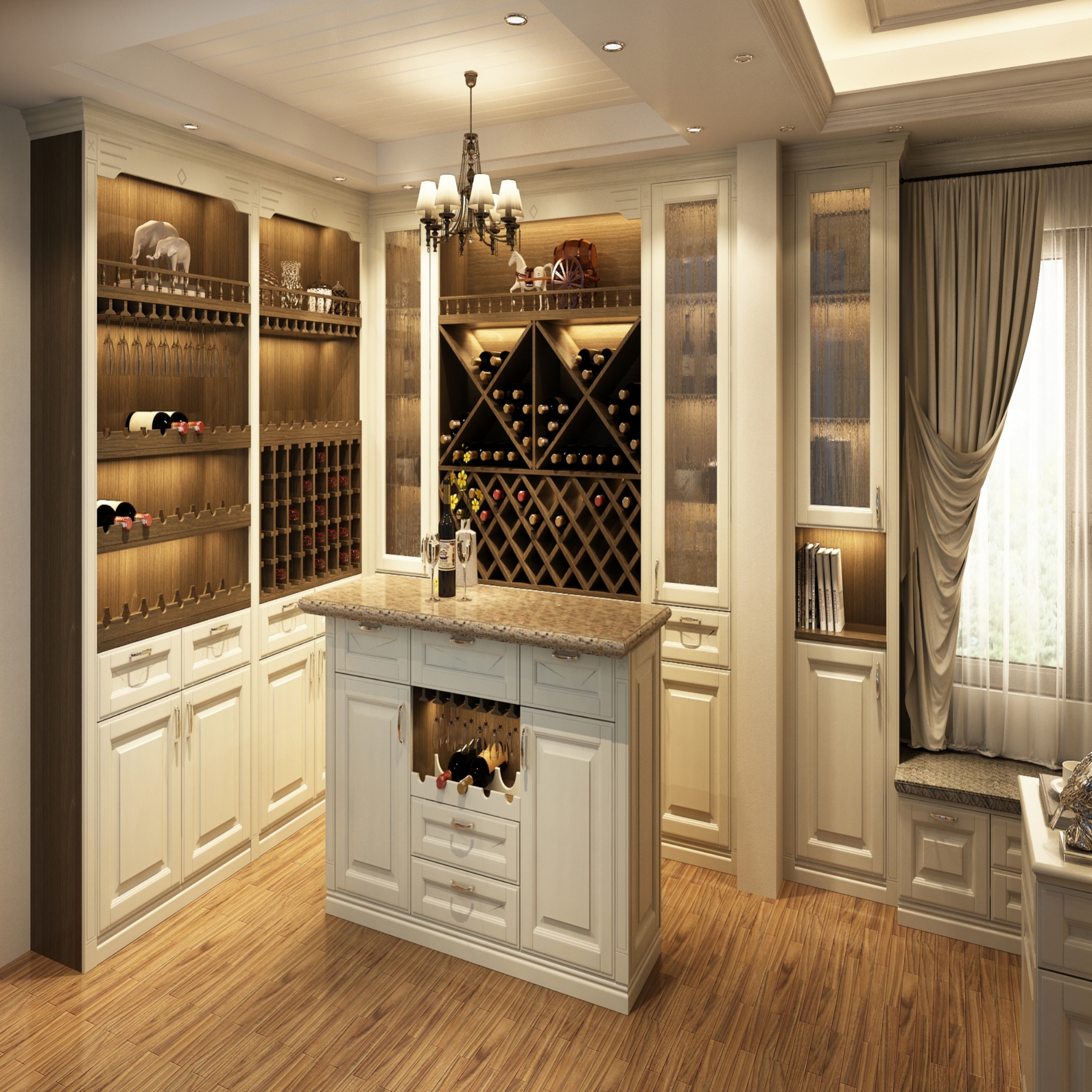 Custom Luxury Living Room Furniture Wooden Wine Bar with Modern Furniture Style