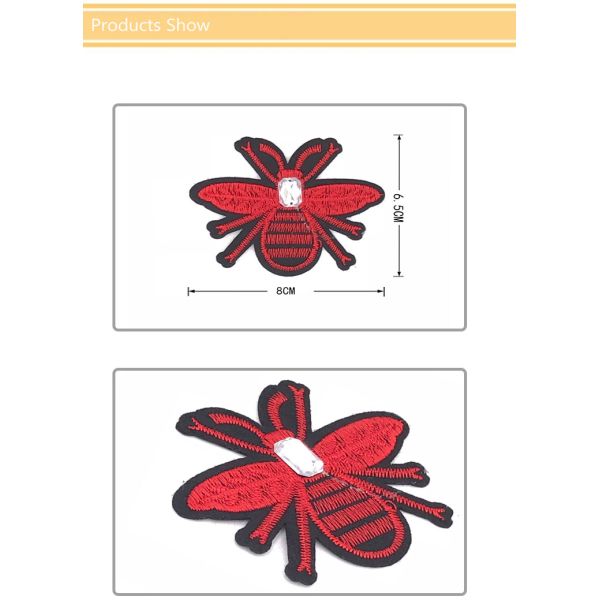 8 * 6.5CM Size Bee Embroidered Patch , Bumble Bee Patch Various Designs