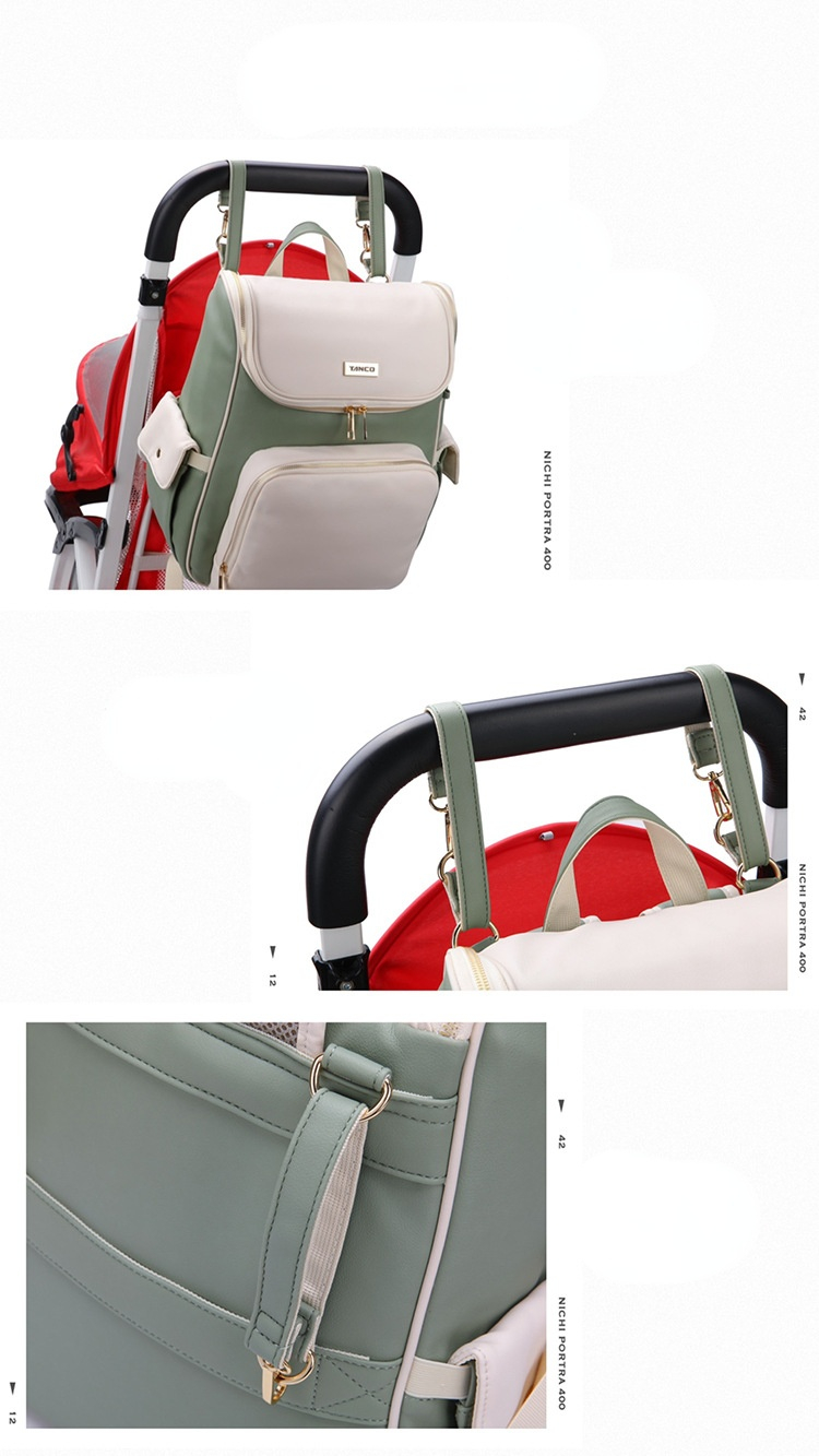 New Large-capacity PU Leather Diaper Bag Waterproof Shoulder Mommy Backpack With Stroller Strap For Mom