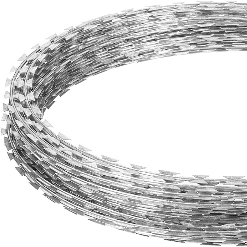 Anti-Climb security mesh fence hot dipped double strand razor blade barbed wire