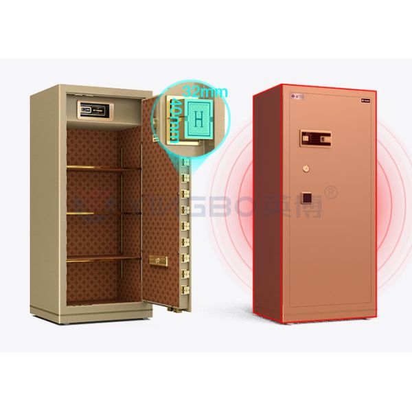 Gold Solid Steel Fingerprint Lock Office Safe Box Dual Alarm YB/N7-150