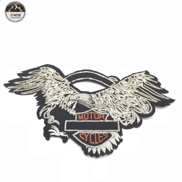 Quality Personalized Sequined Embroidered Eagle Patches Cartoons Image For Clothing for sale