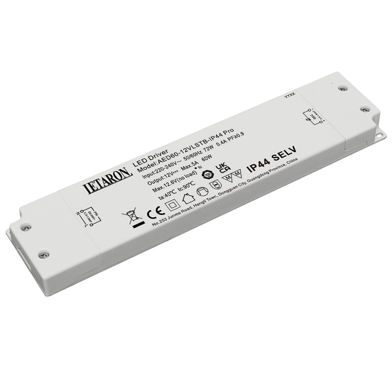 Bespoke LED Driver Provider LED Mirror Cabinet Power Supply Class II 60W IP44 Flicker-free Letaron LED Driver for Mirror LED Strip Light