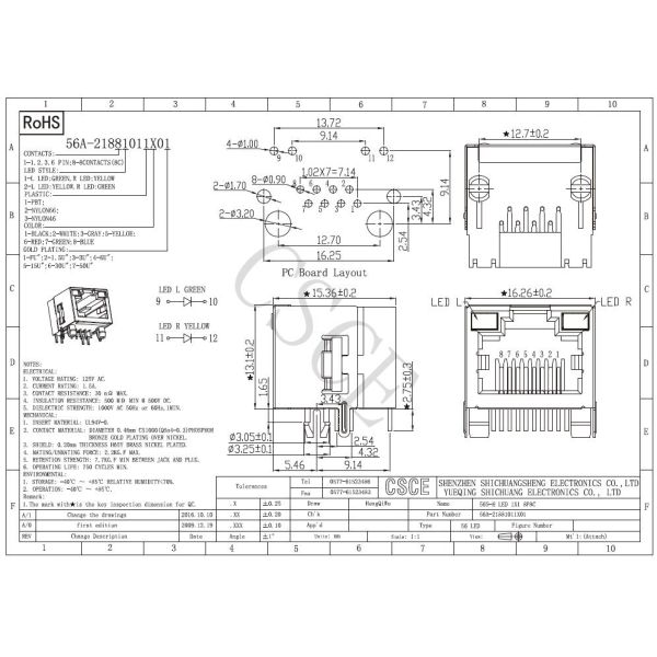Single Port RJ45 Modular Jack Plastic Material Operating Life 750 Cycles MIN