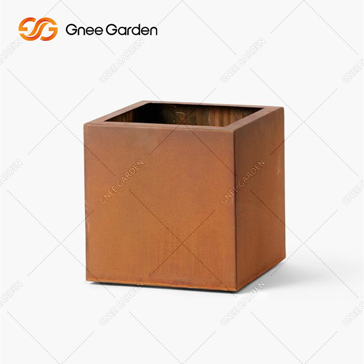 China Superior Design Corten Steel Metal Large Garden Planters Corten Steel Outdoor Rust Color Planters Box