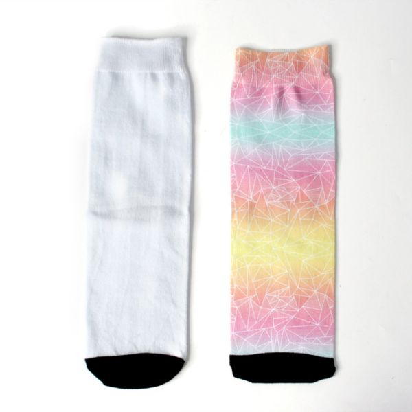Blank Polyester White Sublimation Socks For Customized Photos Printing