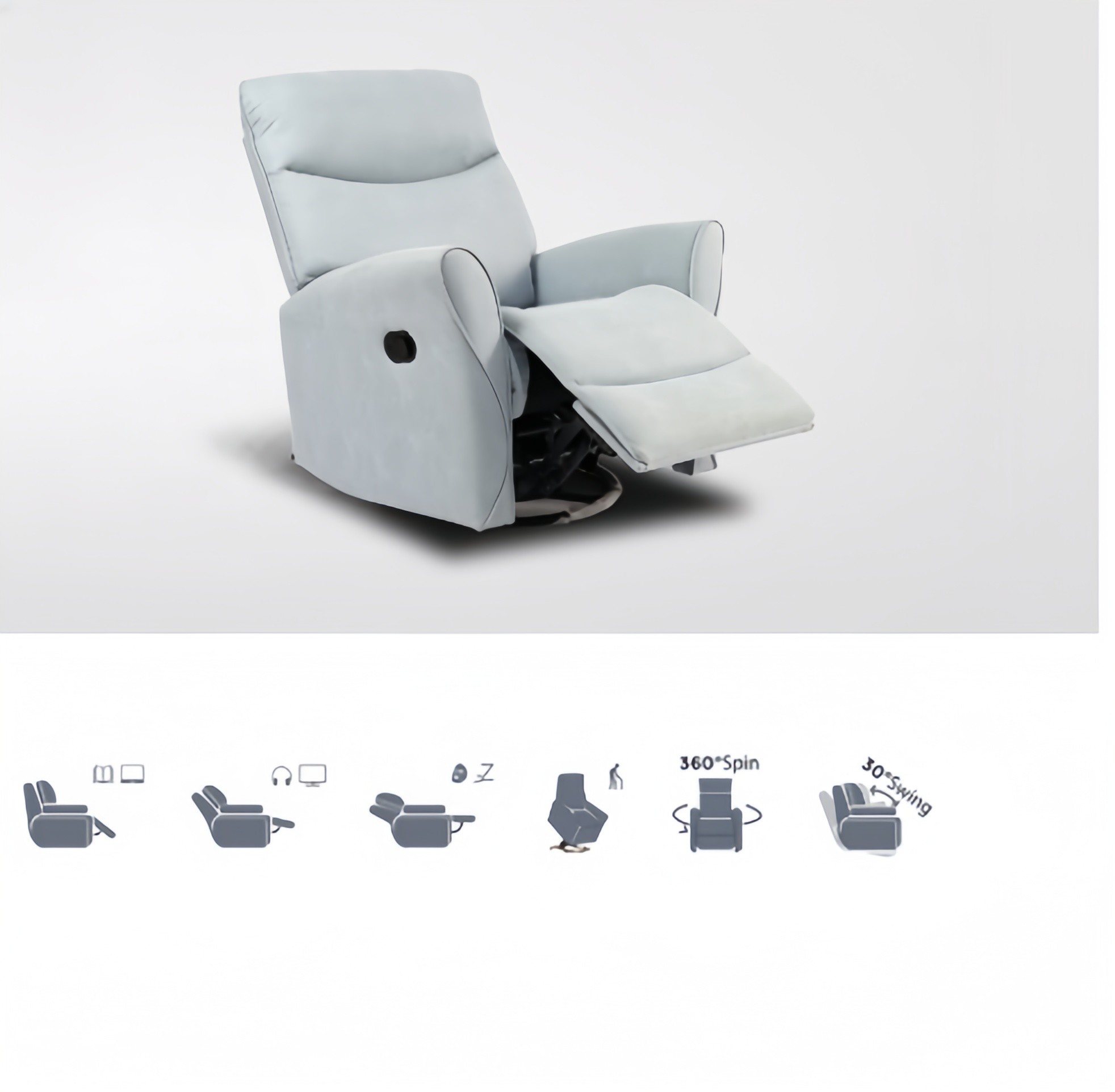Oversized Leather Microfiber Fabric Manual Recliner Chair With Rocking Swivel