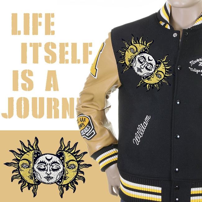 Fabric Sun Moon 4.4in Custom Embroider Patch For Short Sleeve