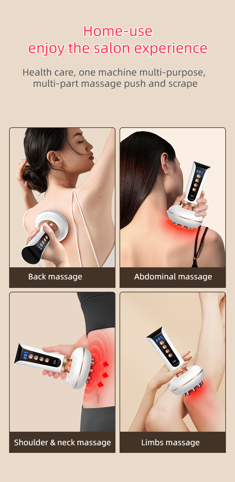 20 Gear EMS Microcurrent Electric Meridian Brush Infrared Heating Vibration Therapy Massage Device