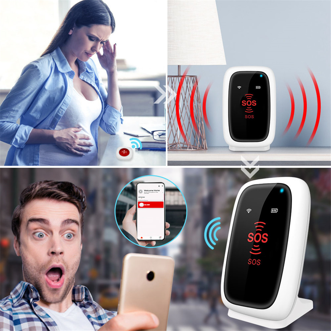 Tuya SOS Alarm System with 2 SOS Buttons(KOS-608108D)