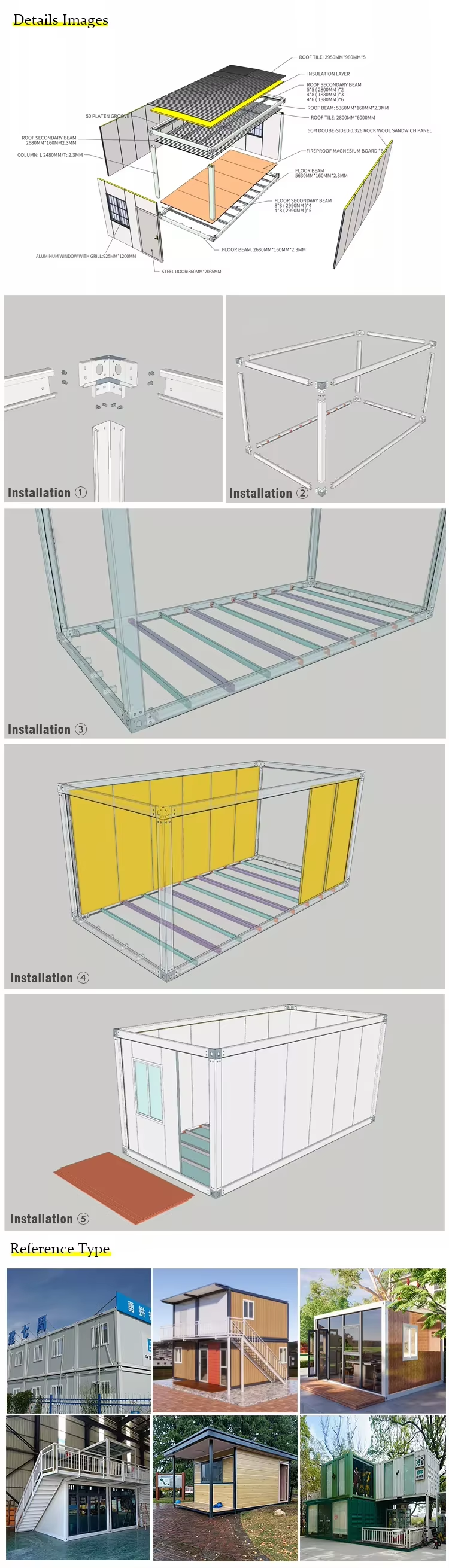 Detachable Office Prefab Construction Site Container Steel Structure Villas