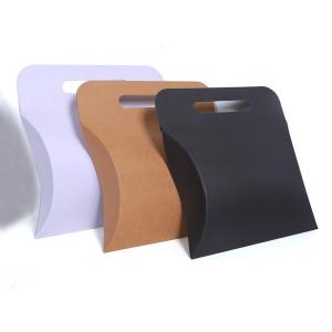 Quality Kraft pillow box with die cut handle plain without printing for sale