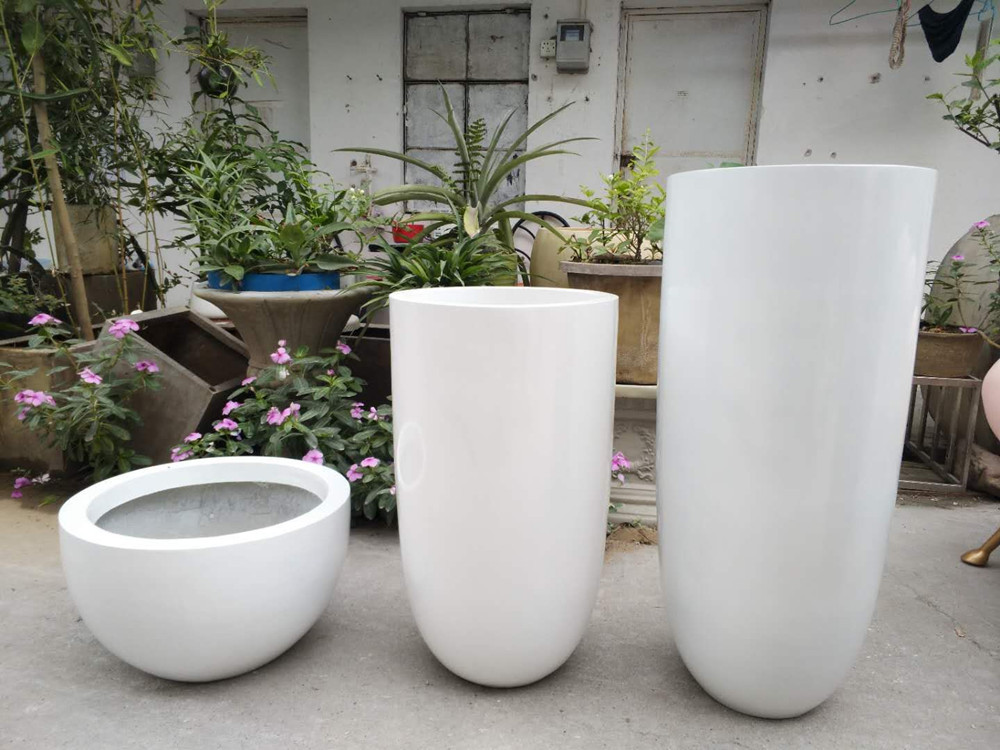Waterproof Fiberglass Flower Pots Resin FRP Plant Pots For Decor