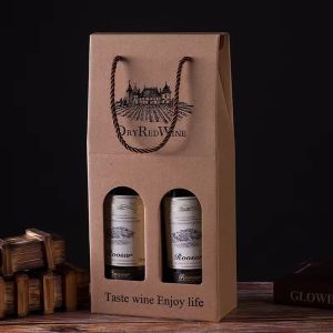 Folders Red Wine Box With Handle , Paperboard Food Packaging Box