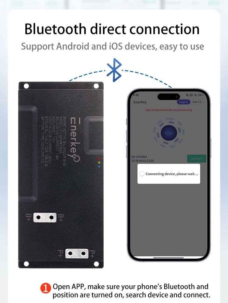 Smart Bms Active Balance Factory 200A 250A 300A BMS with 1A-8A Active Equalizer and CAN/RS485 for Heavy-duty Vehicle Battery Pack