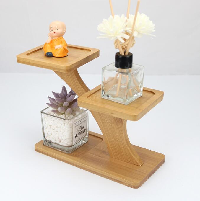 Customize Bamboo Shelves 3-Layer Wooden Layered Tray Table Multifunctional Wood Storage Rack for Home and Office