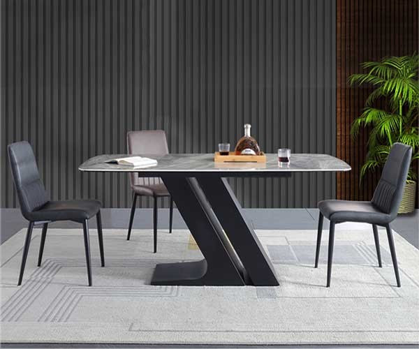 Dining Room Sets 6 Chairs With Z Metal Legs Stone Top Tables For Sale