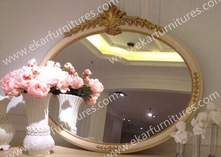 Shaped Wall Dresser Mirror with Carven frame golden color FG-105