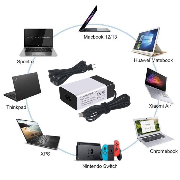 60W USB-C PD Power Adapter with Fixed Cable