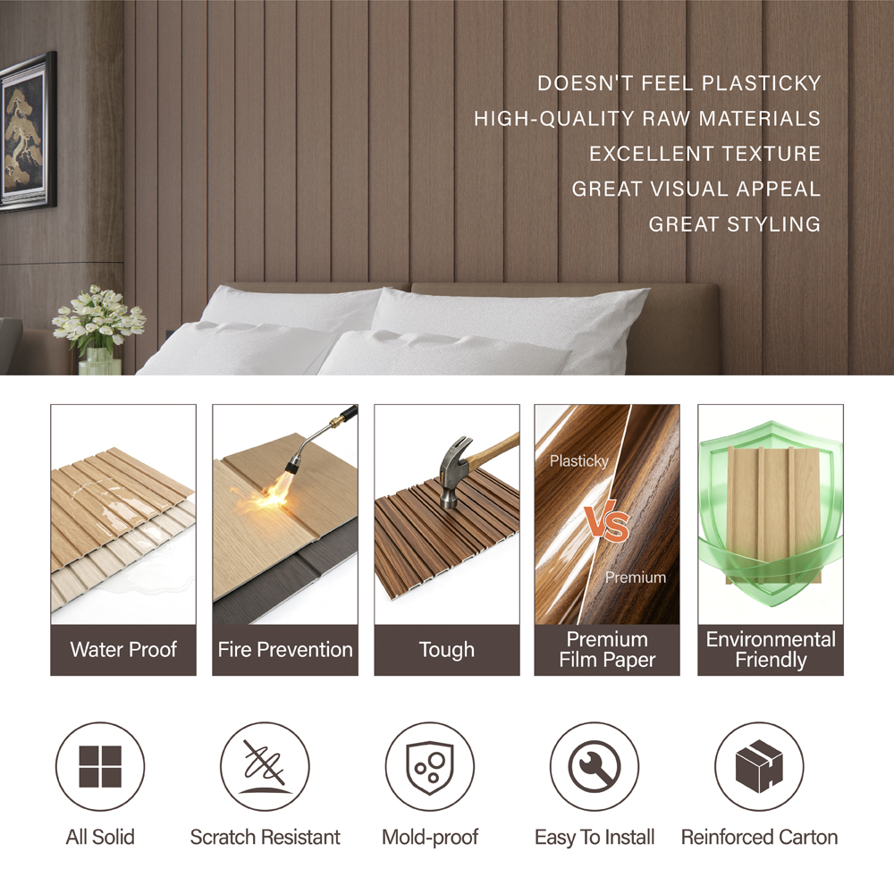 Lightweight Recyclable WPC Wall Panel for Modern Indoor Interiors