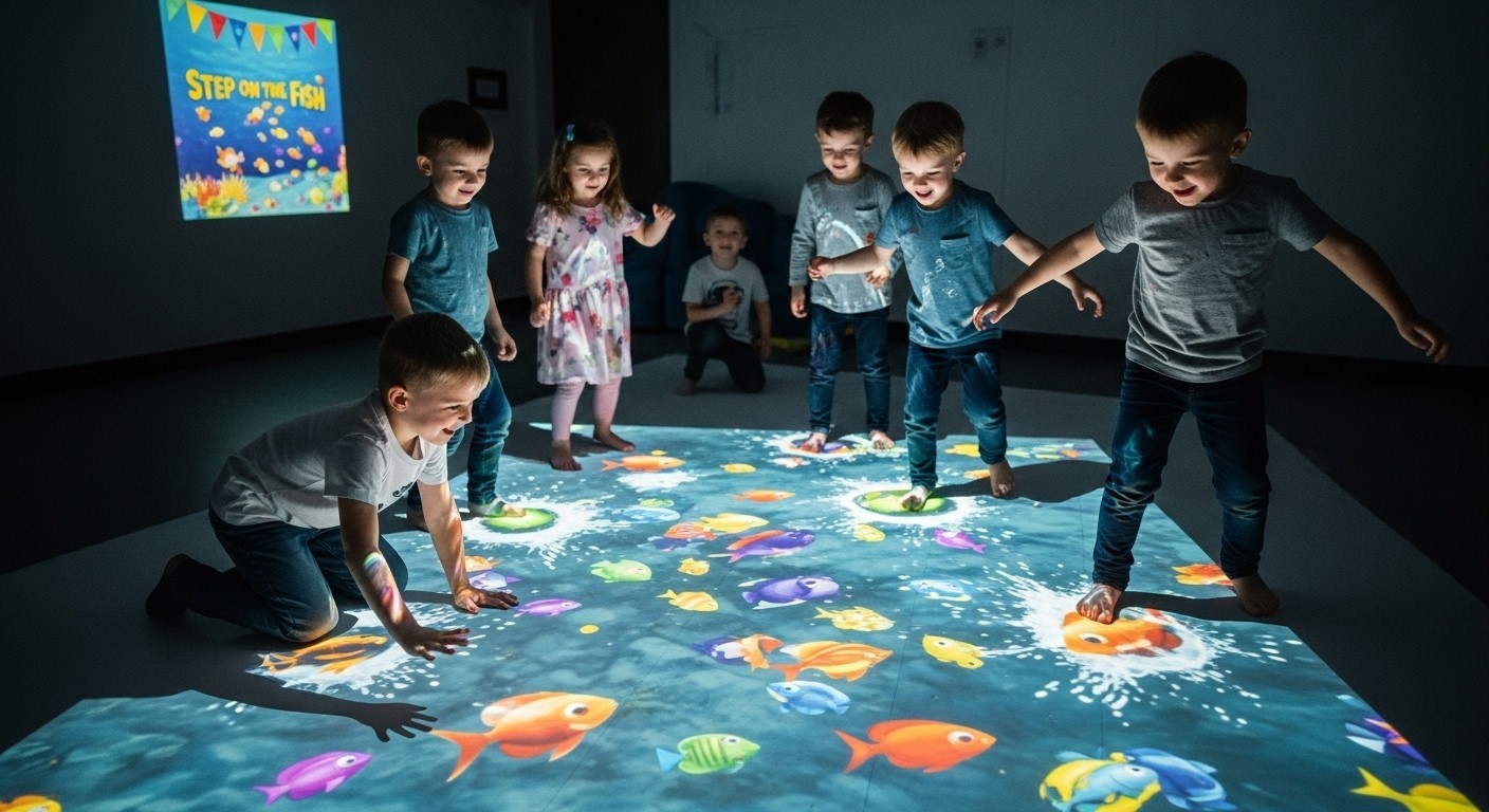Interactive Floor Projection - Stepping on Fish