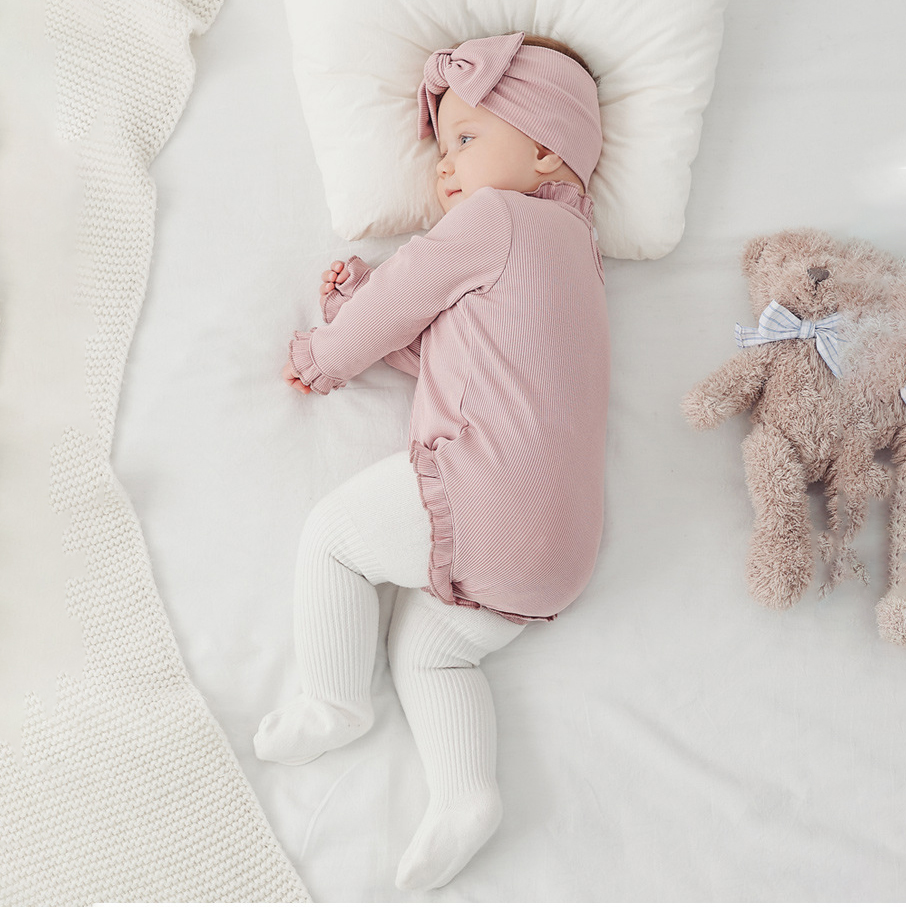 In Stock Baby Romper Bamboo Children Ruffle design Girls Baby Bodysuits