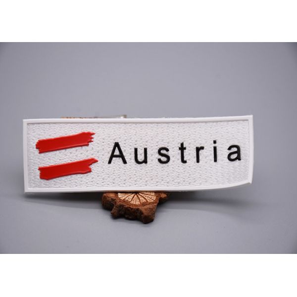 Woven Fabric Printed Matte Silicone Logo Patch White For Garments