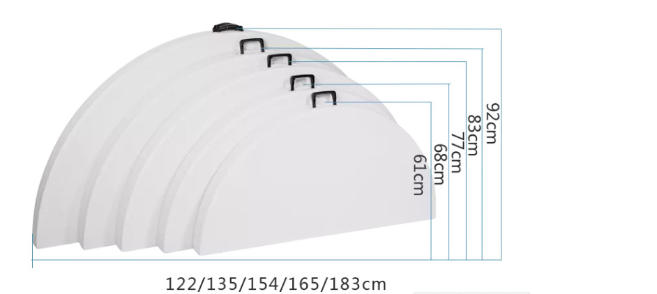 Half Round 10 Seater Folding Plastic Table And Chair For Outdoor