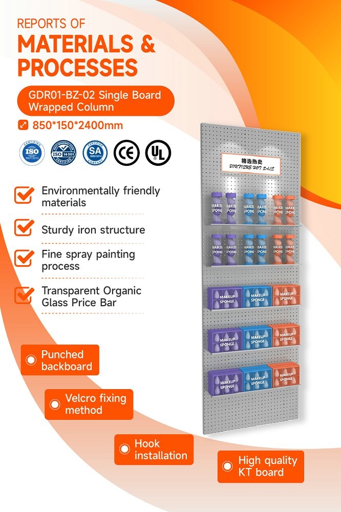 GDR01-BZ-02 Retail Display Column with Iron Structure and Transparent Acrylic Price Strips for Shopping Mall Promotion