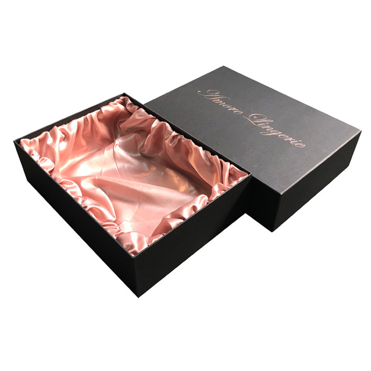 Custom Logo Printing Top And Bottom Small Satin Packaging Box Paper Satin Lined Gift Boxes For Lingerie