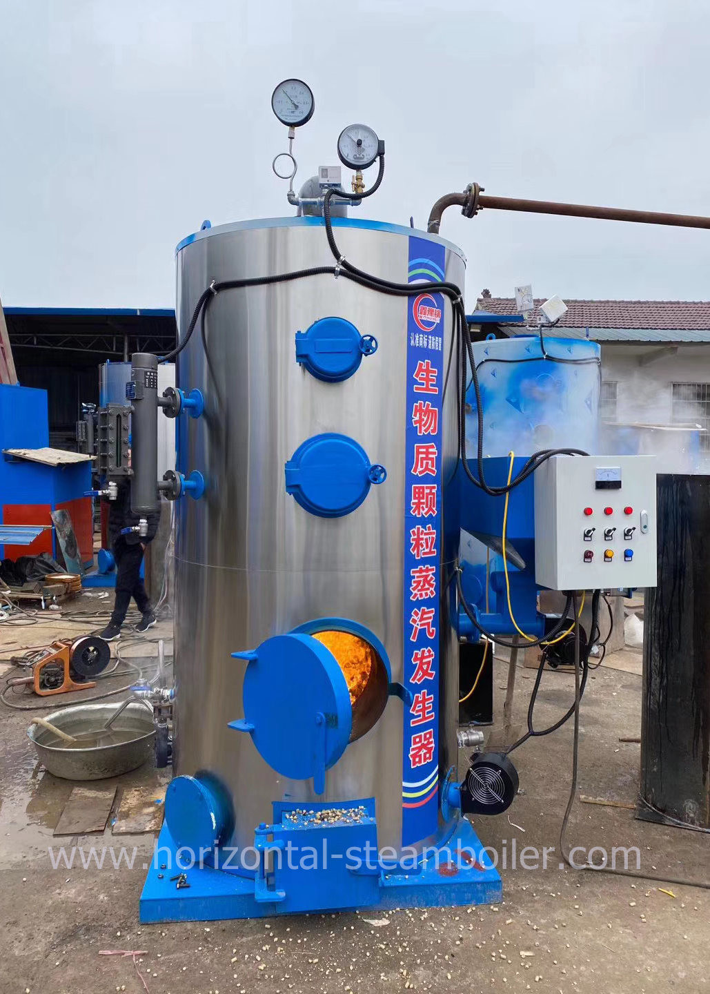 600000 Kcal / H Sawdust Fired Boiler , Industrial Biomass Boiler With Feeding Pump