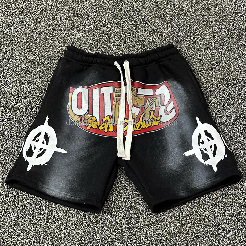 Custom Shorts Jogging Acid Wash Vintage Streetwear Screen Printing French Terry Shorts Sport Basketball Shorts for Men Cotton
