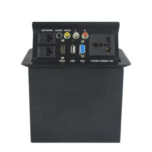 Conference Table Pop-up Desktop Power Socket Box with Bottom Connection Panel