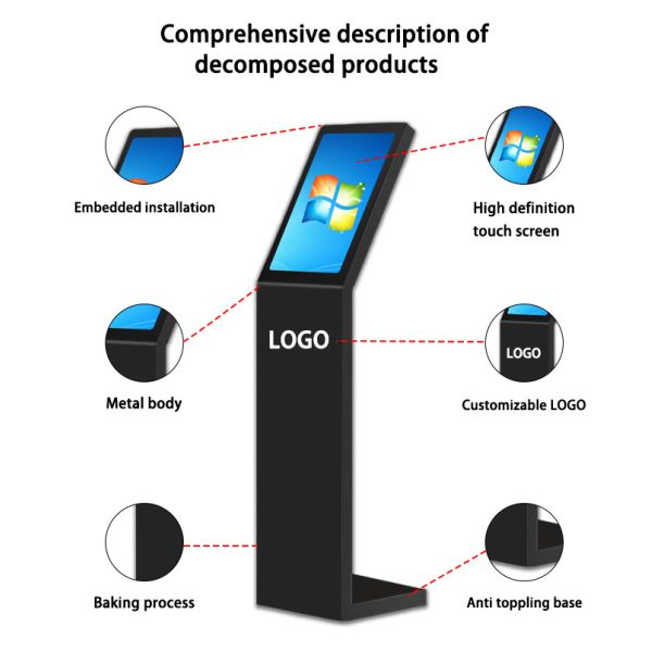 18.5 21.5 Inch Self Service Digital Interactive Information Kiosk L Type Vertical Screen Touch Screen Kiosk White