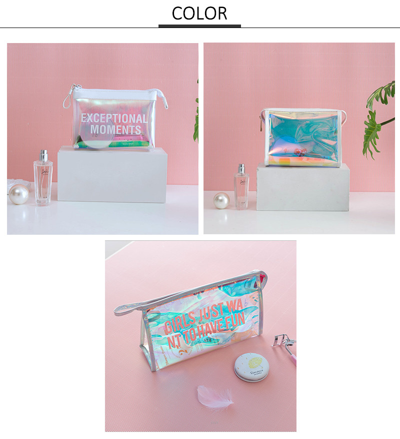 Waterproof Portable Toiletry Travel TPU Holographic Cosmetic Bag