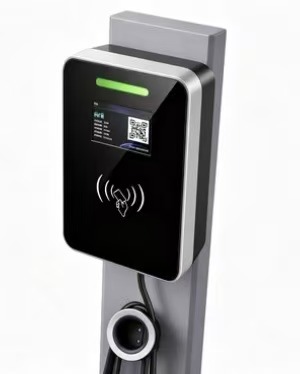 5.64 Inch LCD Display Square Glass Wall Mounted AC Charging Station Column Type Structure Type1 9.6kw 40A 85V to 265V IP54 UL94 V0 EV Charger