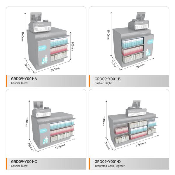 Display Cabinet Grey Wooden Cash Register With Light Box For Premium Display Table And Fashion-Forward Display Rack