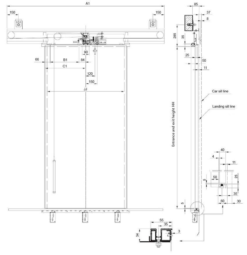 Mitsubishi Type Elevator Cabin Door Operator / Elevator Landing Door