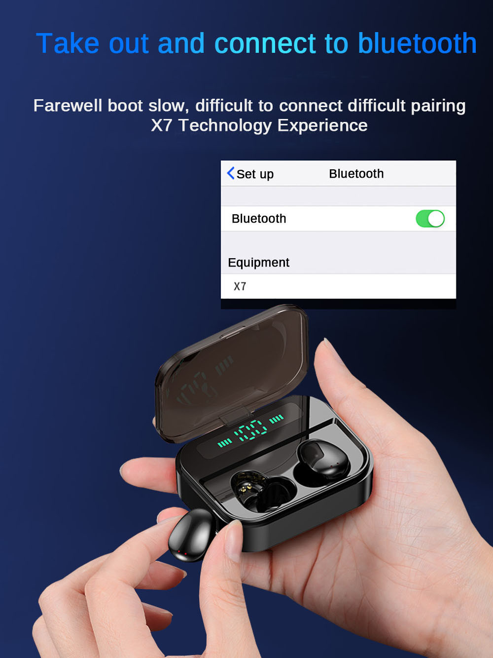 Dual Ear Wireless Bluetooth Earphones 6D Stereo HiFi Wireless Earbus IP7 Wireless Gaming Headset (with Microphone 2200mAh)