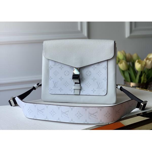 Leather Message Tote Ladies White Cross Body Bag Monogram Eclipse