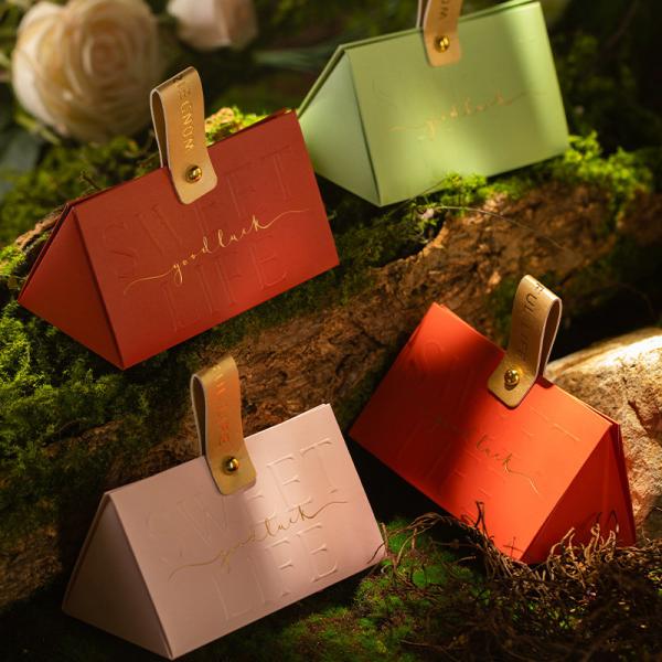 Quality Luxury House Shaped Wedding Favor Box with Leather Handle for sale