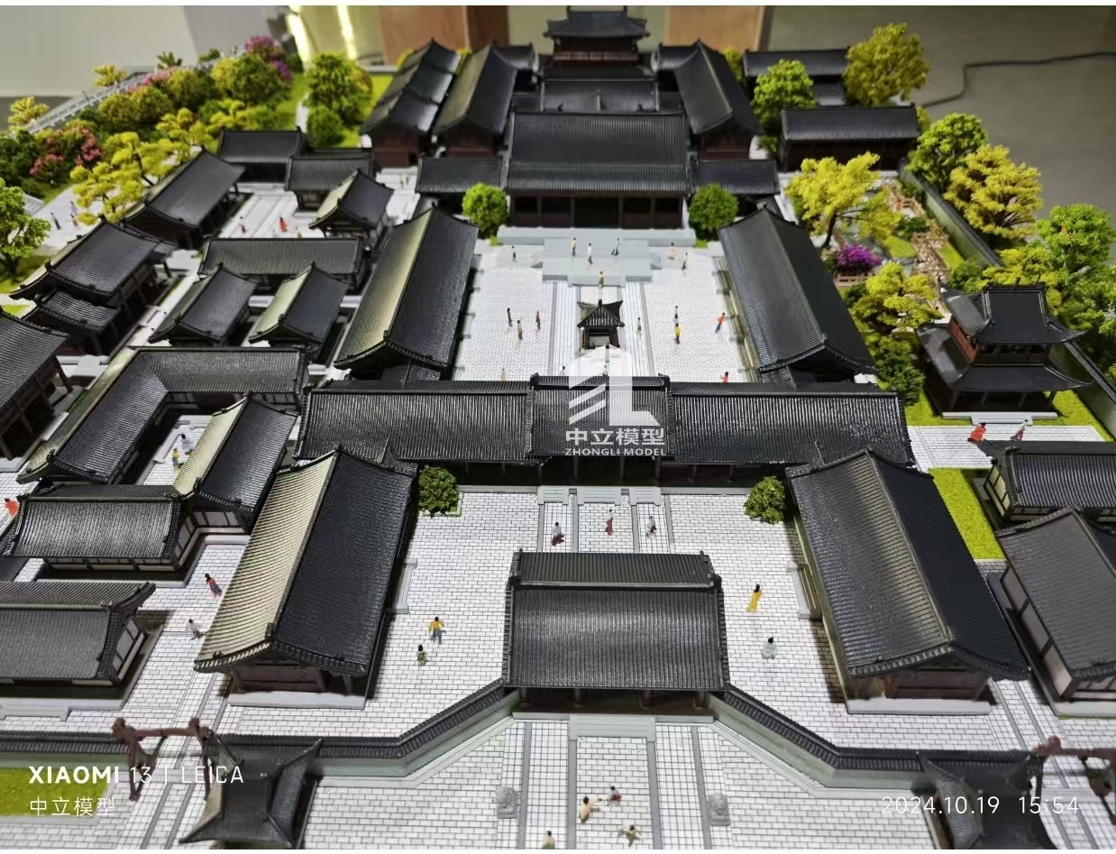 1:150 Traditional Chinese Architecture Model With Courtyards And Wooden Roof Structures